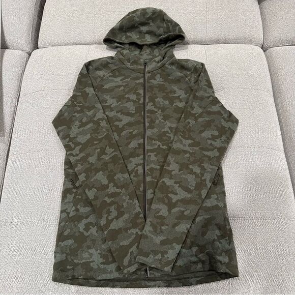 Lululemon Twill Surge Warm Full Zip Jacquard Rulu Size M Men Camo Olive Green - Picture 1 of 10